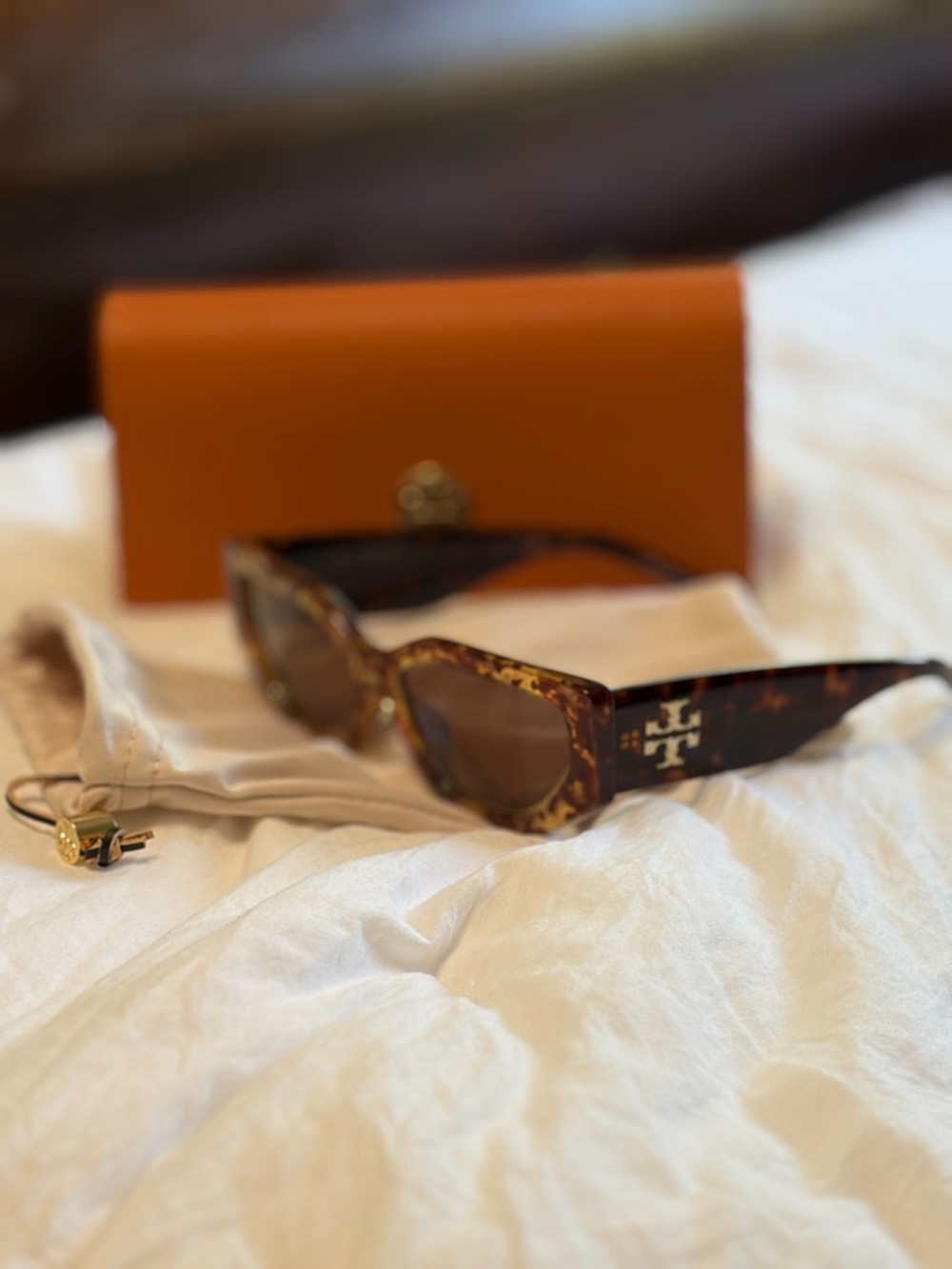 Tory Burch Tortoise Shell Geometric Sunglasses